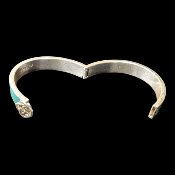 Stella & Dot Turquoise Teal Silver Tone Lindsay Bangle Bracelet With Celtic Knot - Picture 4 of 4